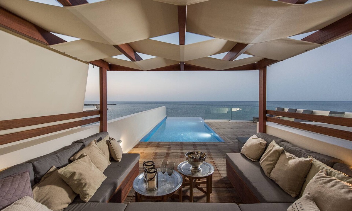 Kolymvari Villa | CELESTINE, beach front villa with roof top pool and spectacular views.