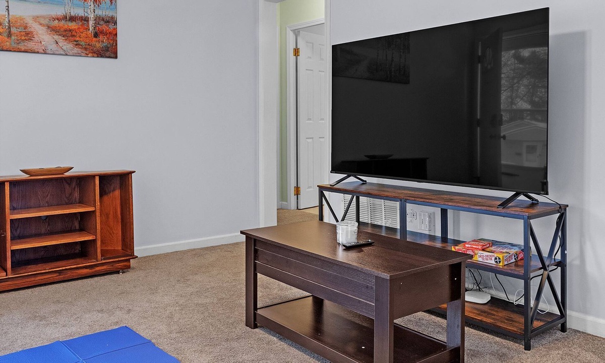 Lansing House | MSU area, 65 inch TV, elevated deck, pets welcome, full kitchen, TV in bedroom.