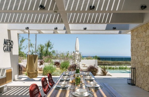 Sfakaki Villa | Beachfront Villa with Eco heated Pool, Hot Tub, Playroom and walk to restaurants