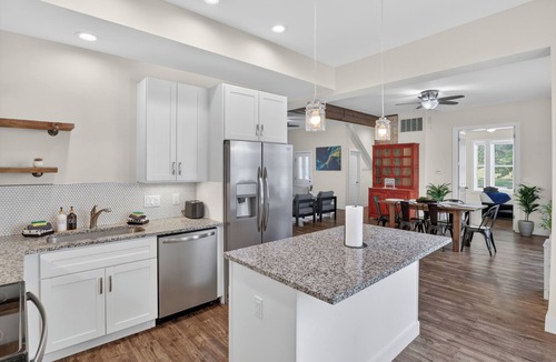 Michigan City House | Cozy Duplex Retreat | Hot Tub + Full Kitchen