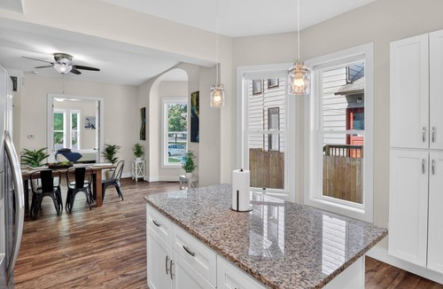 Michigan City House | Cozy Duplex Retreat | Hot Tub + Full Kitchen