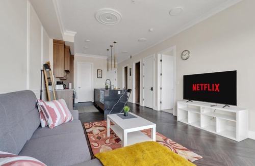 Currie Barracks Apartment | Elegant Downtown Condo with Balcony & Parking