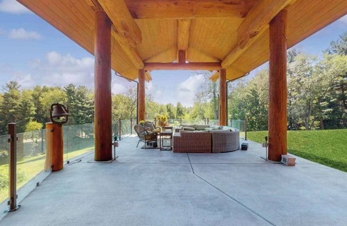 Benton Harbor House | Grand cabin with lake view, pond, wood fireplace & AC, & fast WiFi