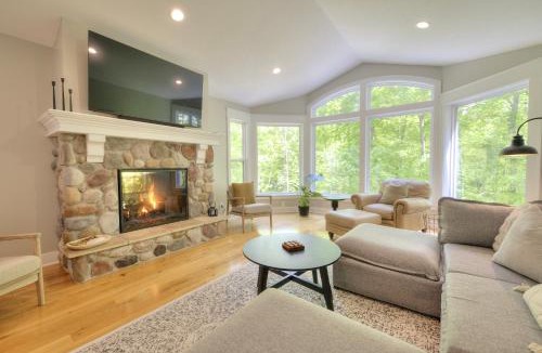 South Haven House | Pool, Hot Tub & Screened Porch - Fireplace Overlooking Wooded Ravine