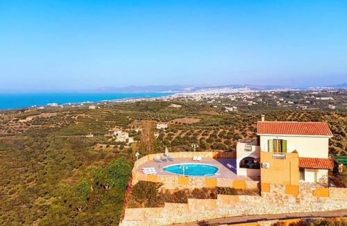 Agia Villa | Villa Erato in Stalos in Secluded Place with Pool, BBQ, Jacuzzi, Sea Views