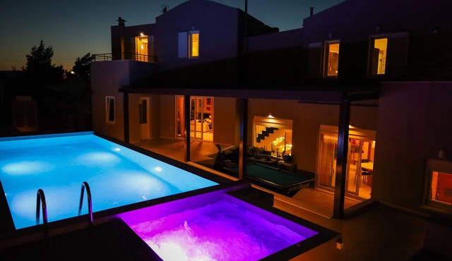 A unique villa with amazing sea view, a pool and a jacuzzi at Hersonissos Crete