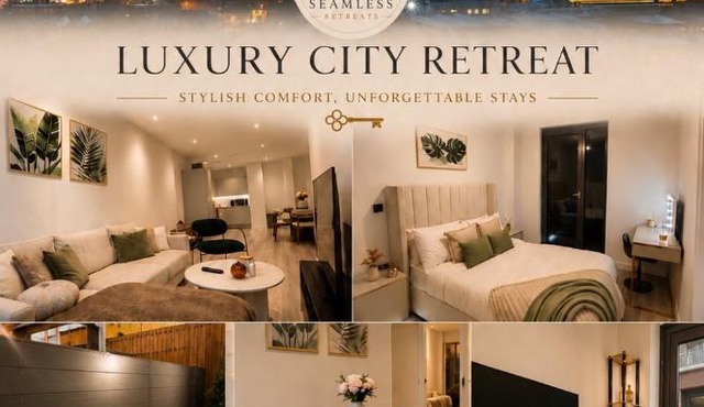 Luxury 1 bedroom apartment- Amazing city skyline views- free parking- pool table- city centre