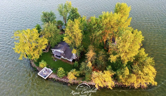 Private Island! Includes 2 houses, covered boathouse, best sunset on Indian Lake